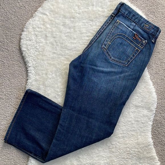 𝅺Fidelity Snap Dragon Low Waisted Flared Jeans Medium Wash Size 30 - Picture 1 of 15